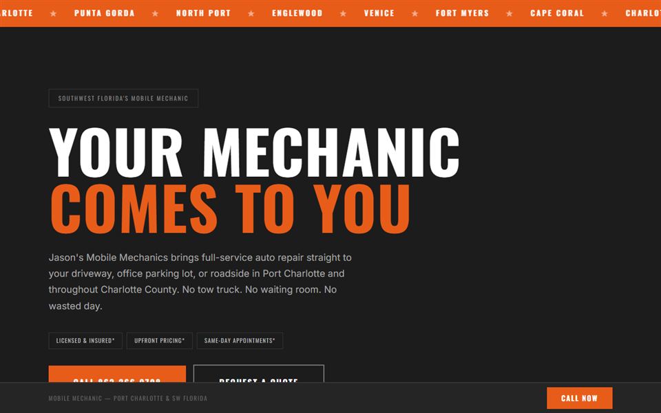 Jason's Mobile Mechanics โ website by Biggify