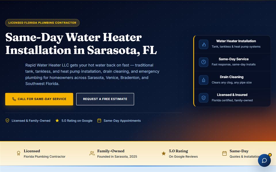 Rapid Water Heater โ new website by Biggify