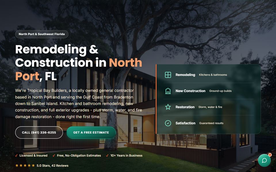 Tropical Bay Builders โ new website by Biggify
